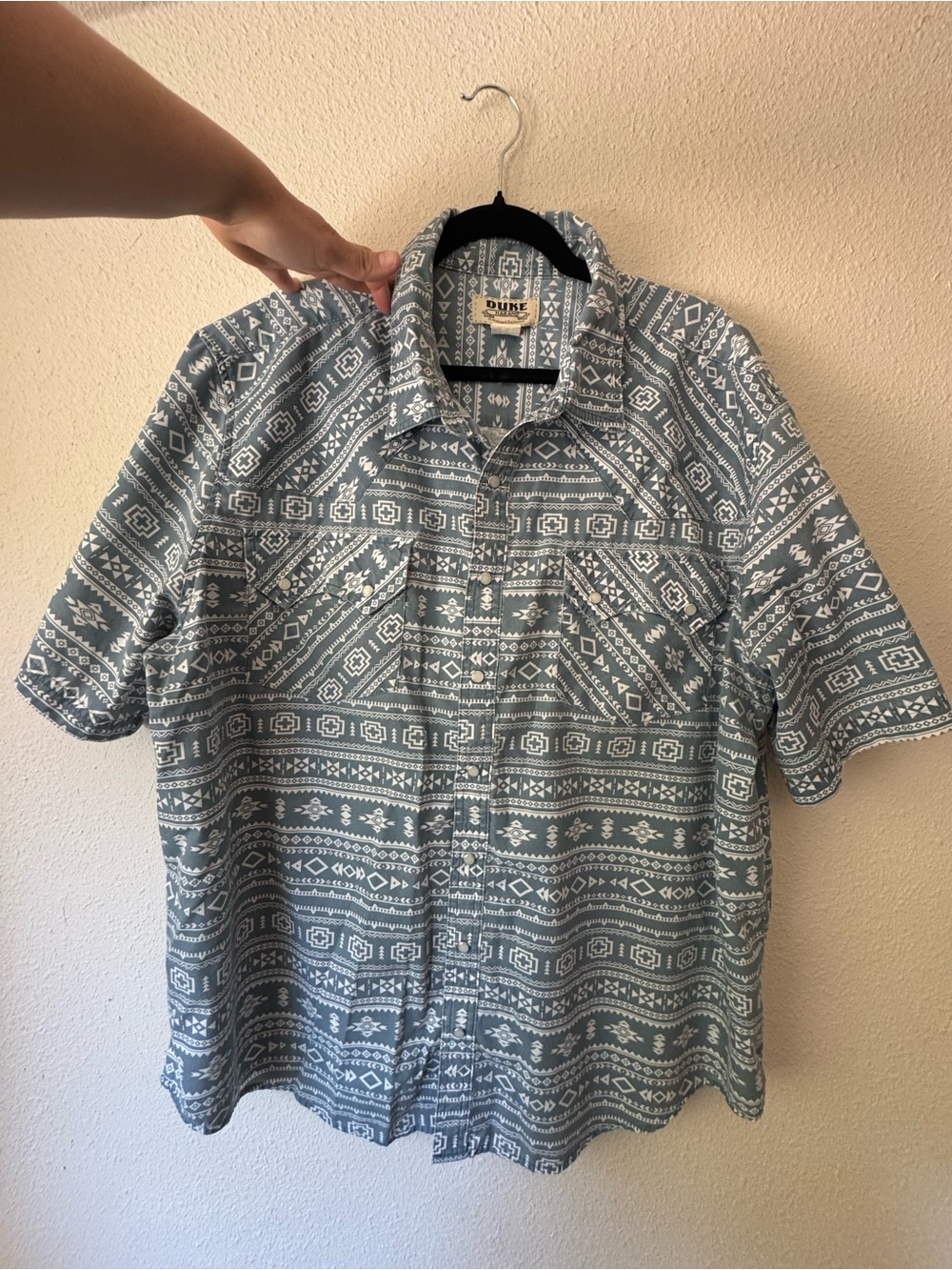 Duke Haband Geometric Western Pear Snap Shirt